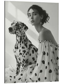 Aluminium print Dalmatian with lady owner