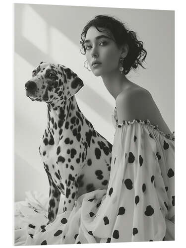 PVC print Dalmatian with lady owner