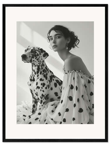 Impresión de arte enmarcada Dalmatian with lady owner