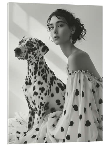 Stampa su plexi-alluminio Dalmatian with lady owner