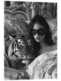 Stampa su vetro acrilico In bed with my tiger