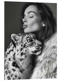 Gallery print Cuddly snow-leopard in black and white