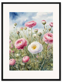 Gerahmter Kunstdruck Ranunkelwiese