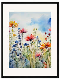 Gerahmter Kunstdruck Wildblumenwiese