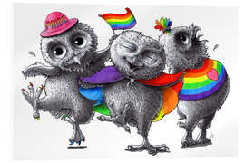 Acrylic print Happy dancing Pride owls