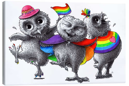 Canvas print Happy dancing Pride owls