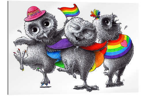 Gallery print Happy dancing Pride owls