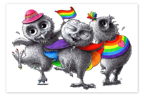 Poster Happy dancing Pride owls