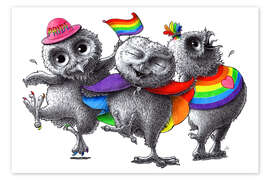 Wall print Happy dancing Pride owls - Stefan Kahlhammer