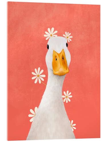 Tableau en verre acrylique Duck with chamomiles