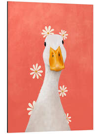 Aluminium print Duck with chamomiles