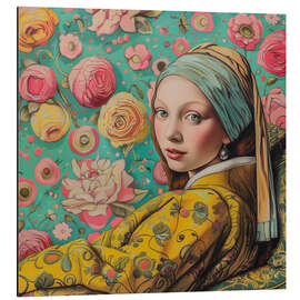 Magnettafel Mädchen mit Perlenohrring chillt auf dem Sofa