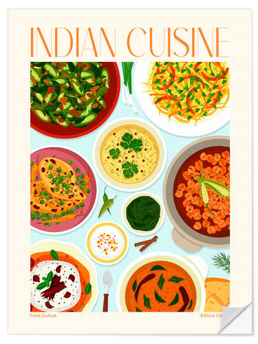 Selvklebende plakat Traditional Food - Indian Cuisine