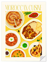 Selvklebende plakat Traditional Food - Moroccan Cuisine