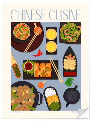 Selvklebende plakat Traditional Food - Chinese Cuisine