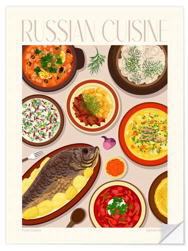 Selvklebende plakat Traditional Food - Russian Cuisine