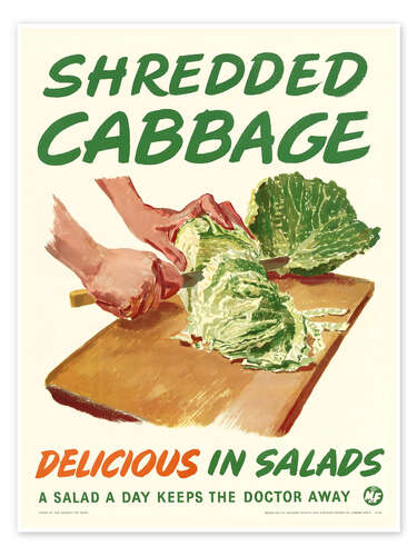 Poster Shredded cabbage, delicious in salads