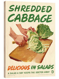 Wood print Shredded cabbage, delicious in salads - Vintage Advertising Collection