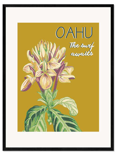 Framed art print Oahu, the surf awaits