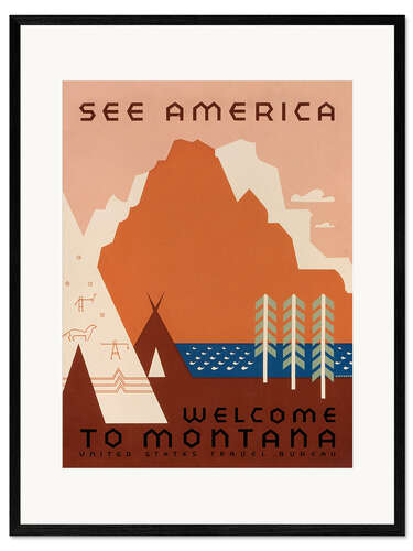 Stampa artistica con cornice Welcome to Montana