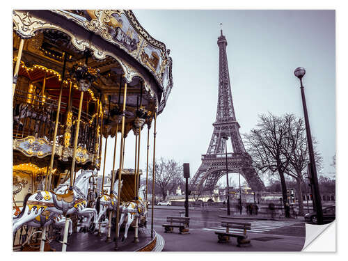 Selvklæbende plakat Paris Attractions