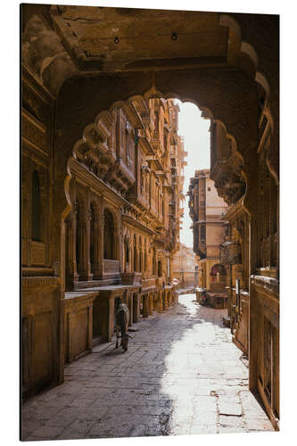 Tableau en aluminium Street in the old town, Jaisalmer, India