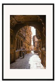 Gerahmter Kunstdruck Straße in der Altstadt, Jaisalmer, Indien