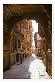 Poster Straße in der Altstadt, Jaisalmer, Indien