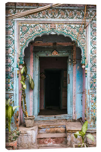 Stampa su tela Blue door, Delhi, India