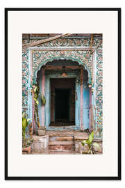 Gerahmter Kunstdruck Blaue Tür, Delhi, Indien