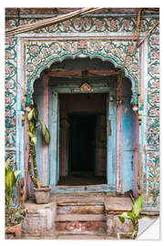 Selvklebende plakat Blue door, Delhi, India