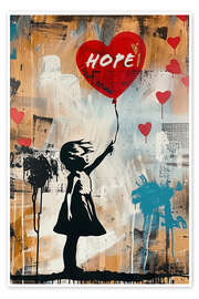 Póster Hope - Girl with red balloon - Frank Daske