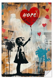 Vinilo para la pared Hope - Girl with red balloon