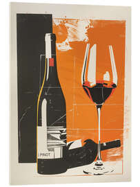 Quadro em acrílico Red wine bottles with glass - Frank Daske