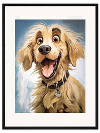 Gerahmter Kunstdruck Fröhlicher Golden Retriever