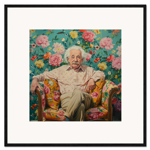 Impression artistique encadrée Einstein chilling