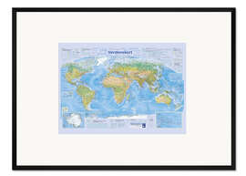 Gerahmter Kunstdruck Weltkarte 2024 (dänisch)