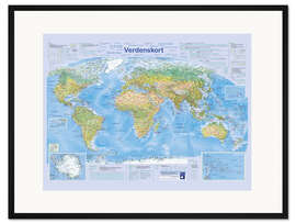 Gerahmter Kunstdruck Weltkarte 2024 (dänisch) - Planet Poster Editions