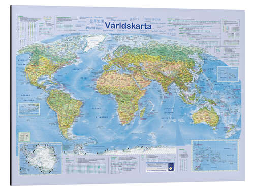 Aluminium print World map 2024 (Swedish)