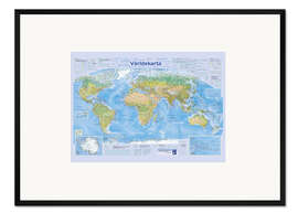 Gerahmter Kunstdruck Weltkarte 2024 (schwedisch)