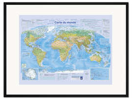 Gerahmter Kunstdruck Weltkarte 2024 (französisch) - Planet Poster Editions