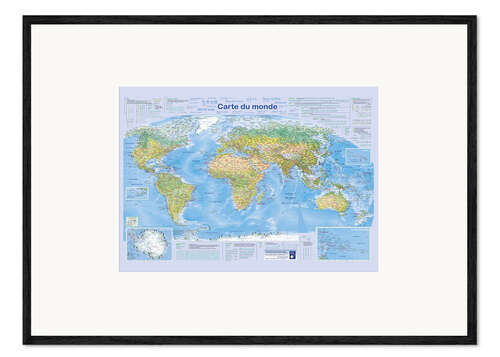 Framed art print World map 2024 (French)