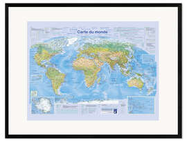 Impression artistique encadrée Carte du monde 2024 - Planet Poster Editions