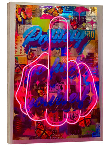 Wood print Neon finger