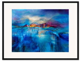 Gerahmter Kunstdruck Winterabend - Warmes Licht an einem kalten Winterabend