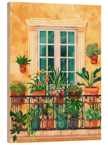 Quadro de madeira Romantic Balcony