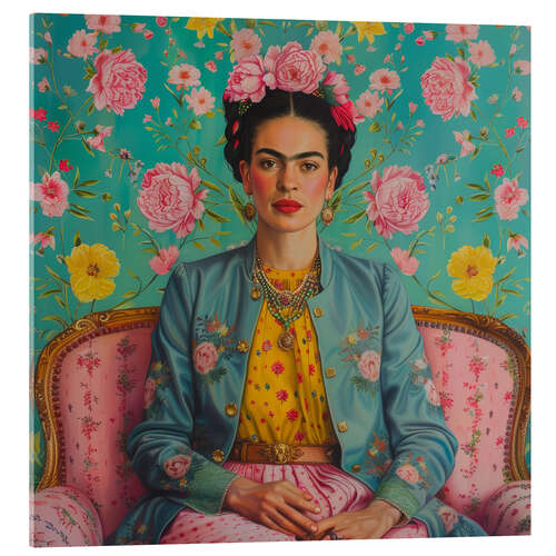 Akrylbilde Frida Kahlo on a sofa