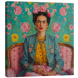 Canvas print Frida Kahlo on a sofa - DejaReve