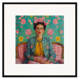 Gerahmter Kunstdruck Frida Kahlo auf dem Sofa