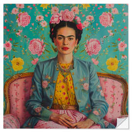 Naklejka na ścianę Frida Kahlo on a sofa